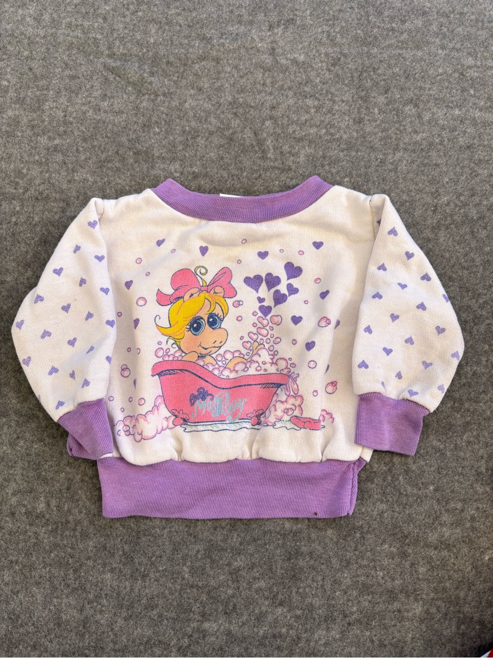 Vintage Muppet Babies Miss Piggy purple & white sweatshirt 18 months